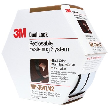3M 1'' x 15' Black 3M MP3541/42 Dual Lock Mini Pack Fasteners, 5PK BUY00019243